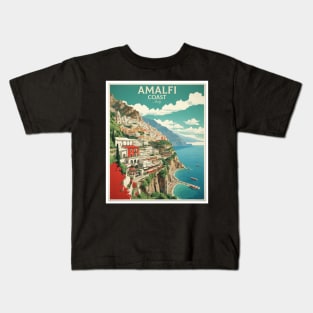 Amalfi Coast Italy Vintage Tourism Travel Poster Kids T-Shirt